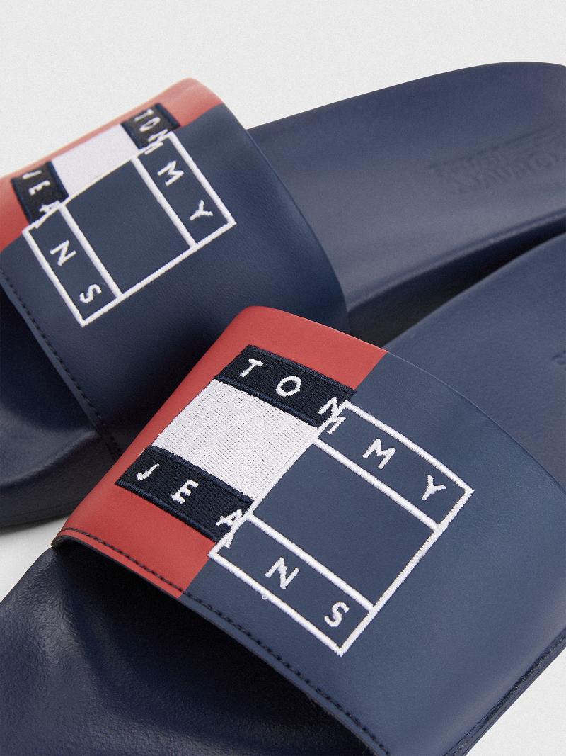 Férfi Tommy Hilfiger Tommys Slide Sötétkék Piros | HU 1428BEX